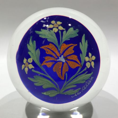 Vintage Murano Art Glass Paperweight Rare Hand Painted Encased Plaque