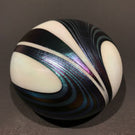 Signed David Lotton Art Glass Paperweight Iridescent Blue Wave Design