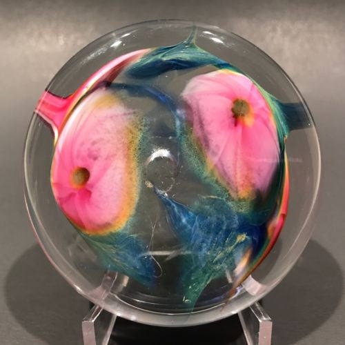 Signed David Lotton Art Glass Paperweight Millefiori “Floral” Test Piece c.1983