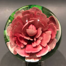 Vintage Chinese Art Glass Paperweight Large Footed Peony Crimp Rose Pedestal