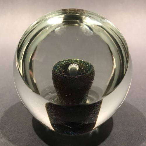 Signed Correia Art Glass Paperweight Modern Dichroic Design