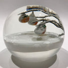 Signed Daniel Salazar Lundberg Studios Art Glass Paperweight First Snow of Kyoto