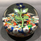 Antique German Thuringian Art Glass Paperweight Lampworked Flower & Millefiori Scramble