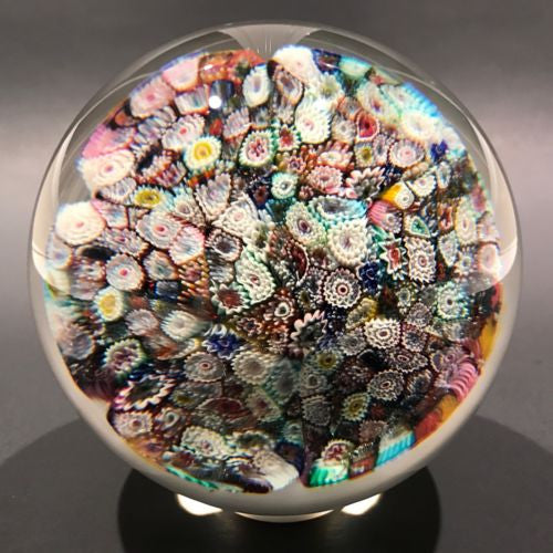 Vintage Murano Art Glass Paperweight Complex Millefiori on Aventurine