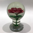 Vintage Chinese Art Glass Paperweight Large Footed Peony Crimp Rose Pedestal