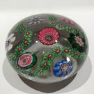 Antique Clichy Art Glass Paperweight Complex Millefiori Garland w/ Rose Cane