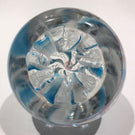 Vintage Pairpoint Art Glass Paperweight Blue & White Crown Rose Cane Millefiori