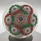 Antique Baccarat Art Glass Paperweight Millefiori Garland on Upset Muslin Lace