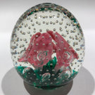 Vintage St Clair? Pink Trumpet Flowers in the Rain Art Glass Paperweight