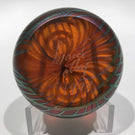 Signed David Lotton Art Glass Paperweight Iridescent Pulled Feather Design