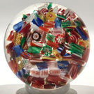 Early Chinese Art Glass Paperweight Millefiori Scramble W/ Made In China Murrine