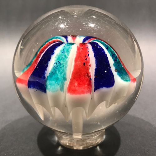 Antique Millville Art Glass Paperweight Tri-color Umbrella Fountain
