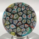 Vintage Murano Art Glass Paperweight Colorful Complex Millefiori on Aventurine