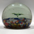 Antique German Thuringian Art Glass Paperweight Lampworked Flower & Millefiori Scramble