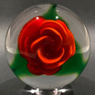 Rare Murano Art Glass Paperweight Large Orange Crimp Rose