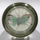 Vintage Murano Art Glass Paperweight Lampworked Butterfly on Latticino Basket