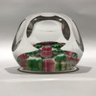 Antique Clichy Faceted Art Glass Paperweight Concentric Millefiori w/ 12 Roses