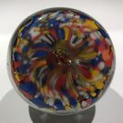 Antique German Thuringian Art Glass Paperweight Lampworked Flower & Millefiori Scramble
