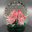 Vintage St Clair? Pink Trumpet Flowers in the Rain Art Glass Paperweight