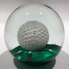 Large Vintage Elwood Ind Art Glass Sulphide Paperweight Golf Ball Green Ground