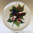 Signed Rick Ayotte Lampwork Art Glass Paperweight Bird with Flowers