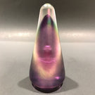 Signed Stuart Abelman Modern Art Glass Paperweight Conical Iridescent Overlay