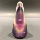 Signed Stuart Abelman Modern Art Glass Paperweight Conical Iridescent Overlay