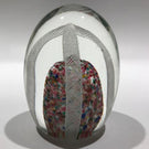 Vintage Murano Art Glass Egg Shaped Paperweight Latticino Streamer Crown