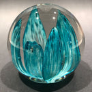 Vintage Strathearn Art Glass Paperweight Blue Crimp Style Tulip Spring Flowers