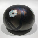 Signed David Lotton Art Glass Paperweight Dark Iridescent w/ Millefiori