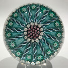 Vintage Perthshire Art Glass Paperweight Twist & Millefiori on Turquoise PP62