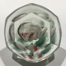 Early Chinese Faceted Art Glass Paperweight Hand Painted Monkey Sulphide