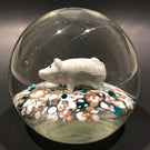 Vintage Murano or American Art Glass Paperweight Sulphide Pig