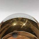 Signed Orrefors Faceted Art Glass Paperweight Gold Plated Modern Design