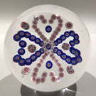Huge Antique Baccarat Art Glass Paperweight Complex Millefiori Heart Garland