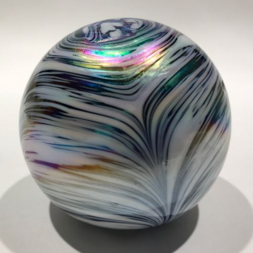 Modern Art Glass Paperweight Surface Decorated Iridescent design