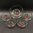 Alfredo Barbini Art Glass Paperweight Style Dessert Bowls Lampworked Cherries