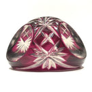 Antique Val St Lambert Art Glass Paperweight Fancy Faceted Plum Flash Overlay