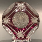 Antique Val St Lambert Art Glass Paperweight Fancy Faceted Plum Flash Overlay