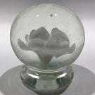 Vintage Millville Style Footed White Crimp Rose Art Glass Paperweight