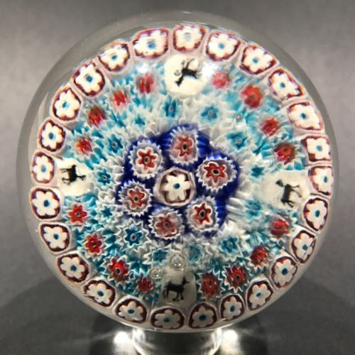 Vintage Murano Fratelli Toso Art Glass Paperweight Millefiori Horse Canes