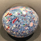 Antique Boston & Sandwich Art Glass Paperweight Millefiori Scramble on Blue