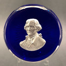 Vintage Cristal D Albert Faceted Art Glass Paperweight Thomas Jefferson Sulphide