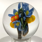 Colin Richardson Art Glass Paperweight Orb Floral Lampworked 2 Sided Marble