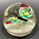 Vintage Murano Art Glass Paperweight Lampworked Butterfly on Latticino Basket