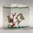 Early Chinese Faceted Art Glass Paperweight Painted Sulphide Birds in a Tree