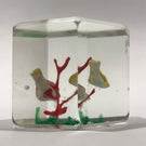 Early Chinese Faceted Art Glass Paperweight Painted Sulphide Birds in a Tree