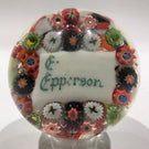 Antique German Art Glass Paperweight Millefiori Name Plaque