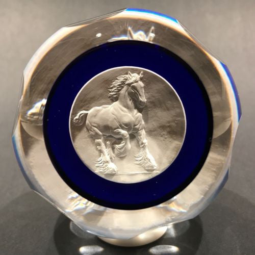 Caithness Sulphide Art Glass Paperweight Anheuser Busch Clydesdale Horse