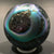 Signed Charles Lotton Art Glass Paperweight Iridescent Blue Volcanic Surface